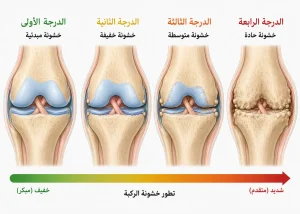شكل خشونة الركبة بالصور: مقارنة الدرجات الأربع